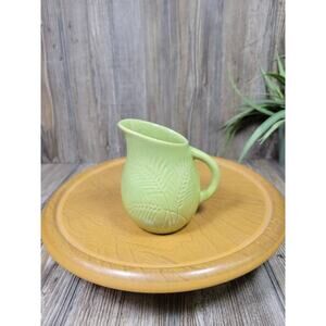 Vintage Rosemeade Pottery Creamer Pitcher, Chartreuse Green Wheat Pattern,